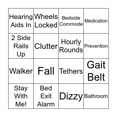 FALL PREVENTION BINGO Card