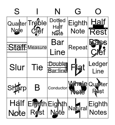 Musical  Bingo Card