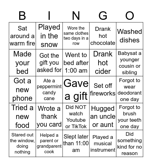 Back from Break! Bingo Card