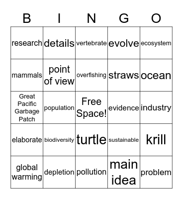World Without Fish  Bingo Card