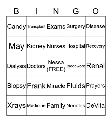 Frank & Vanessa 2nd Anniversary Bingo Card