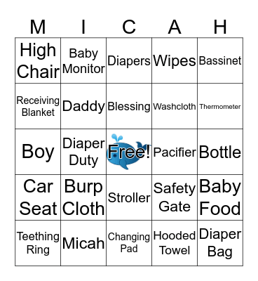 Baby MICAH Bingo Card