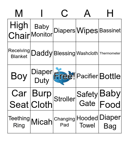 Baby MICAH Bingo Card