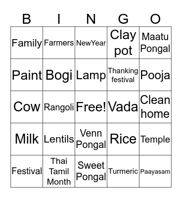 PROSPEROUS PONGAL Bingo Card