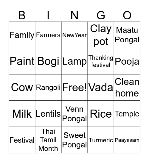 PROSPEROUS PONGAL Bingo Card