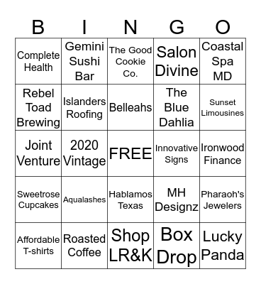 SHOPLOCALCC Bingo Card