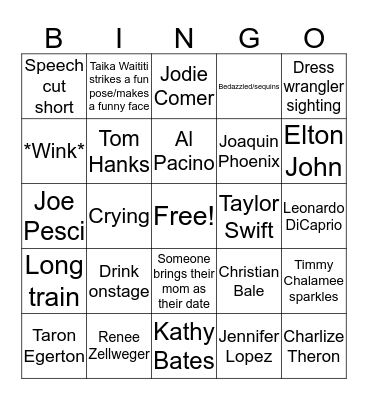 Untitled BingGolden Globes 2020: The “Tuna No Crust” of Awards Shows (Down the Red Carpet a Quarter Mile at a Time)o Bingo Card