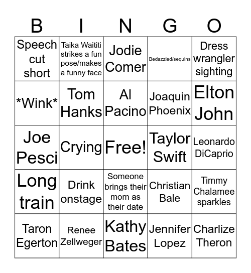 Untitled BingGolden Globes 2020: The “Tuna No Crust” of Awards Shows (Down the Red Carpet a Quarter Mile at a Time)o Bingo Card