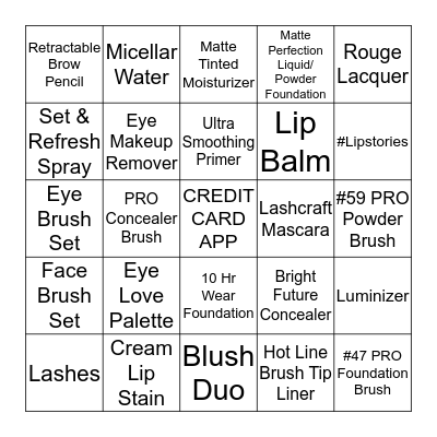 SEPHORA COLLECTION COLOR Bingo Card