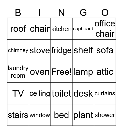 The House and the Furniture  Bingo Card