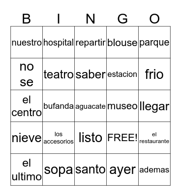 Town Bingo Card