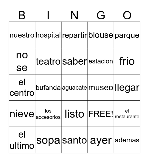 Town Bingo Card