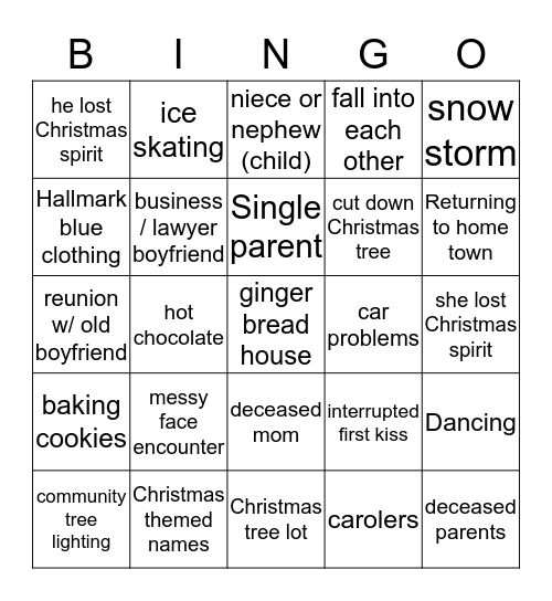 Hallmark Christmas Movie Bingo 2020 Bingo Card