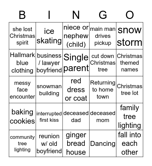 Hallmark Christmas Movie Bingo 2019 Bingo Card