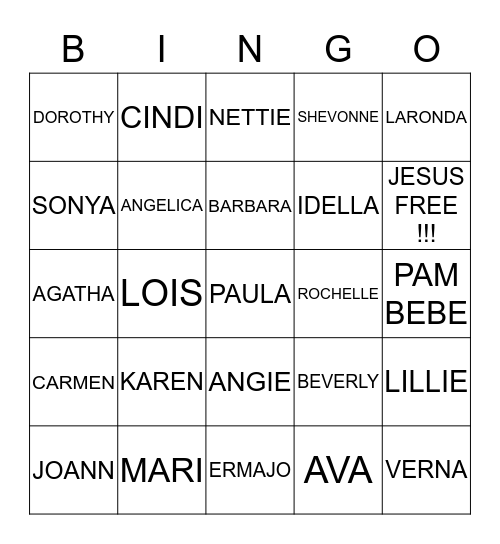 NEW HOPE BINGO !!! Bingo Card