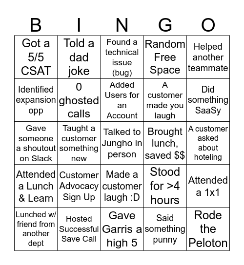 CS BINGO BABY Bingo Card