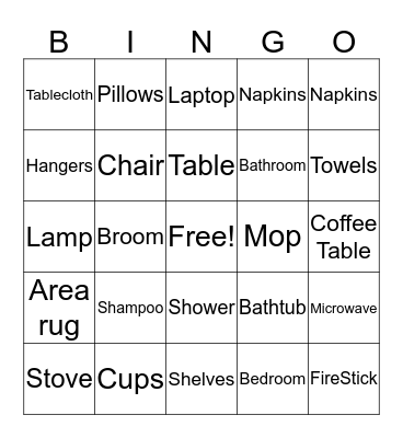 Apartment Bingo Card