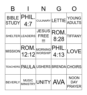 NEW HOPE BINGO !!! Bingo Card