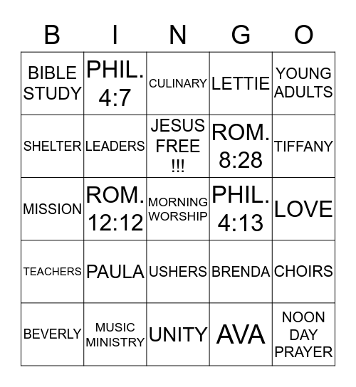 NEW HOPE BINGO !!! Bingo Card