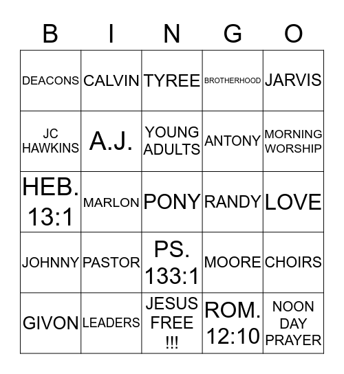 NEW HOPE BINGO !!! Bingo Card