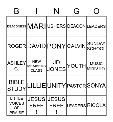 NEW HOPE BINGO !!! Bingo Card