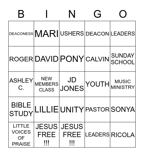 NEW HOPE BINGO !!! Bingo Card