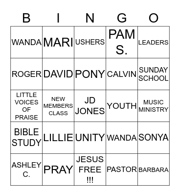 NEW HOPE BINGO !!! Bingo Card