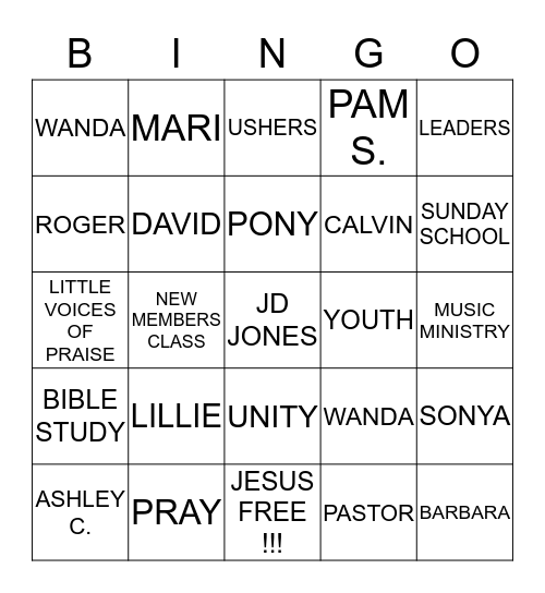 NEW HOPE BINGO !!! Bingo Card