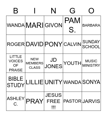 NEW HOPE BINGO !!! Bingo Card