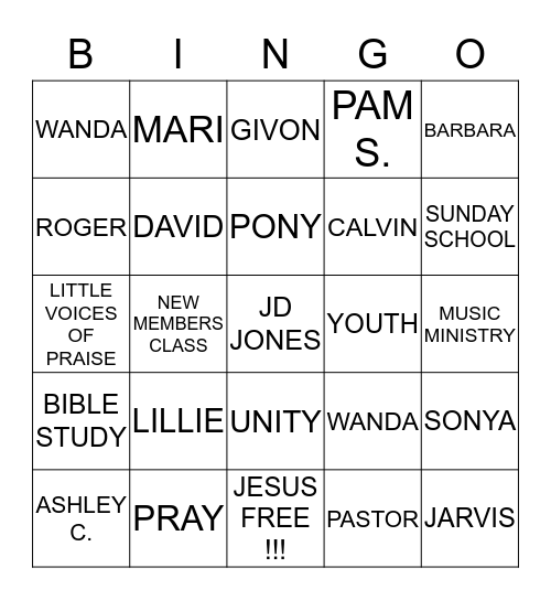 NEW HOPE BINGO !!! Bingo Card