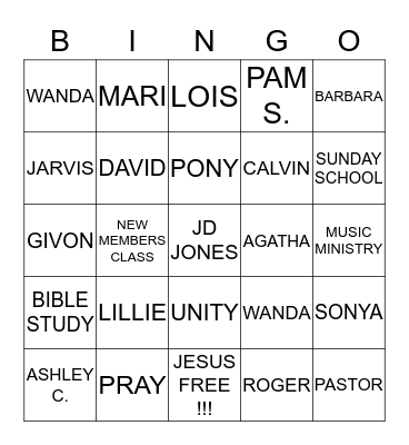 NEW HOPE BINGO !!! Bingo Card