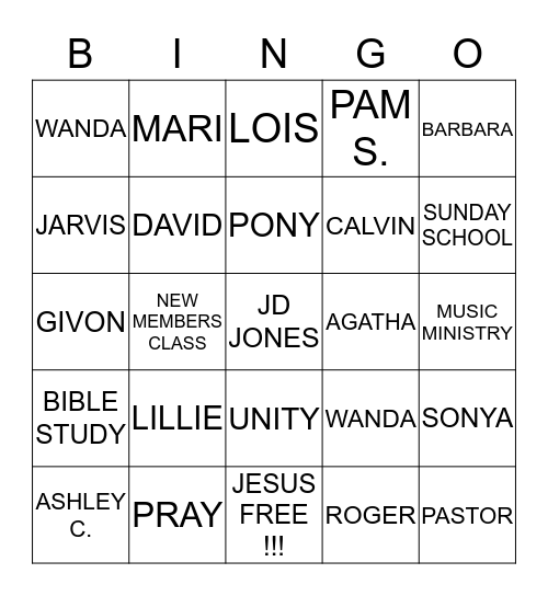 NEW HOPE BINGO !!! Bingo Card