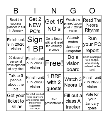 Jump into January Bingo Card