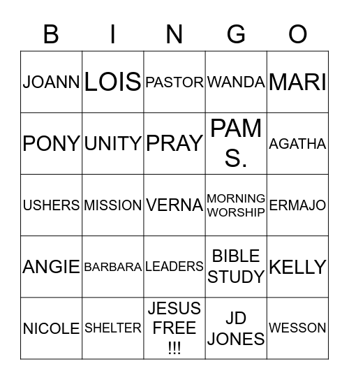 NEW HOPE BINGO !!! Bingo Card