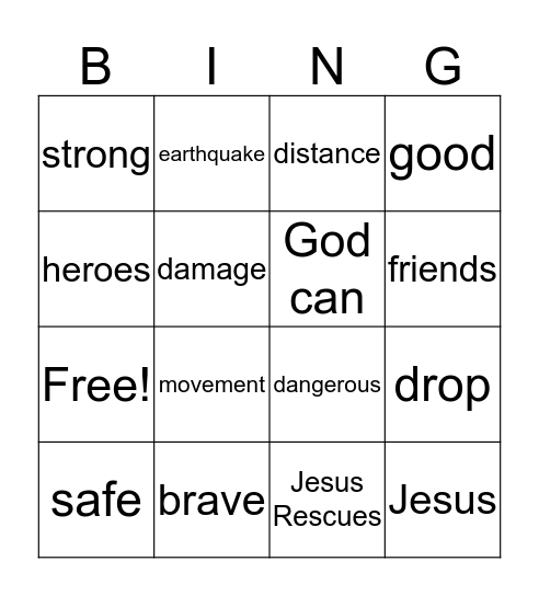 Vocabulary Bingo!  Bingo Card