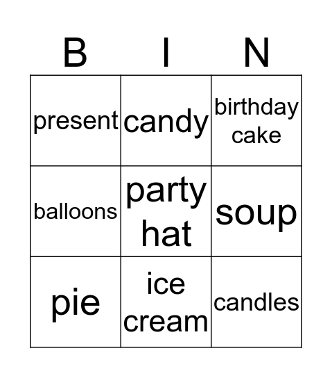 Birthday Bingo Card