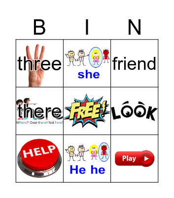 Sight Words Bingo Card
