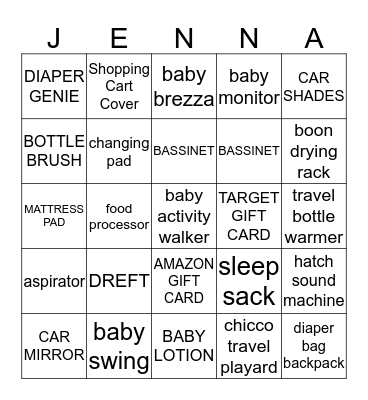 BABY SHOWER BINGO Card