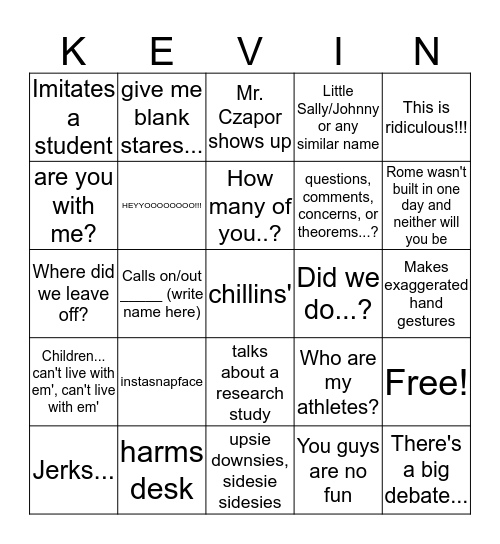 Donnelly Bingo Card