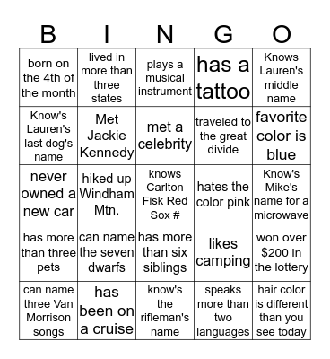 Untitled Bingo Card