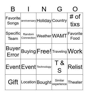 Authentic Connection Bingo Card