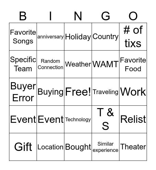 Authentic Connection Bingo Card