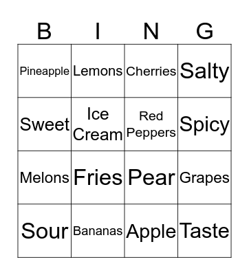 Let's Tatse Bingo Card