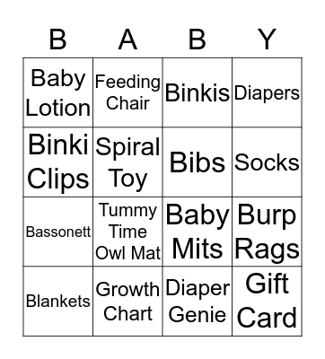 A Baby is Brewing Bingo Card