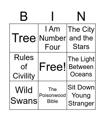 TBR Bingo Card