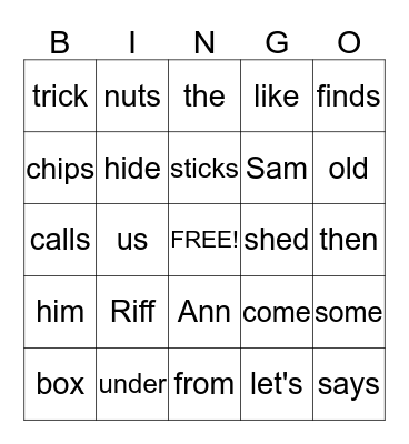 Hide from Riff Bingo Card