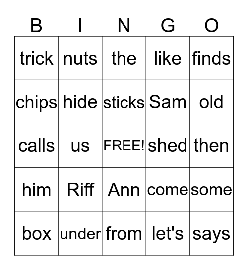 Hide from Riff Bingo Card