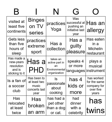 People Bingo Card