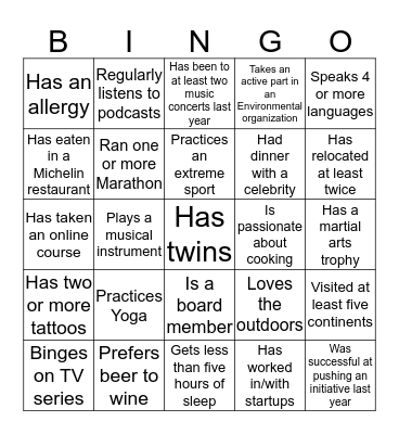 People Bingo Card