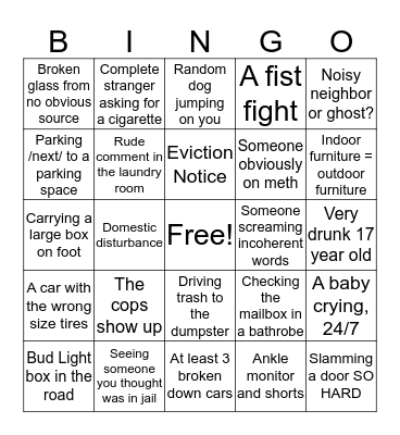 A Day at Cornerstone Apartments Bingo Card